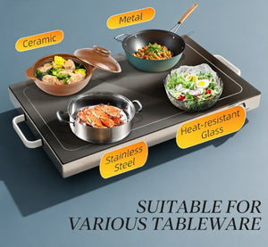 English Elm Electric Stainless Steel Warming Tray with Tempered Glass Top for Buffet Entertaining T3971P430553