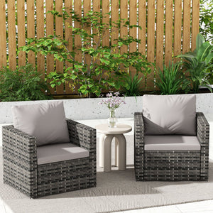 English Elm Outdoor Modular Wicker Sectional Patio Sofa Set for 2 Durable PE Rattan Steel Frame Comfortable Seating Light Gray W874S00074