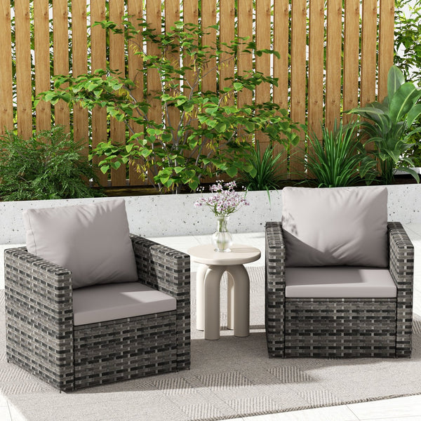 English Elm Outdoor Modular Wicker Sectional Patio Sofa Set for 2 Durable PE Rattan Steel Frame Comfortable Seating Light Gray W874S00074