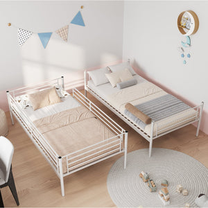 English Elm Bunk Bed - Twin Over Twin Metal Bunk With High Guardrail, Easy Convertibility & Noise-Free Design W3752P378625