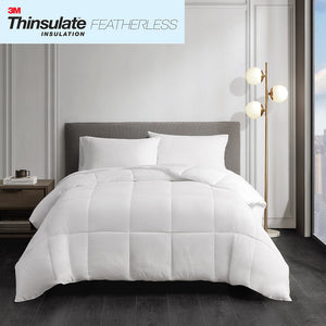 JLA Home Sleep Philosophy - Cotton 3M Thinsulate Featherless Comforter with 300TC Sateen, Hypoallergenic, Box-Quilted Lofty Warmth 90 L x 90 W x 1.5H BASI10-0291