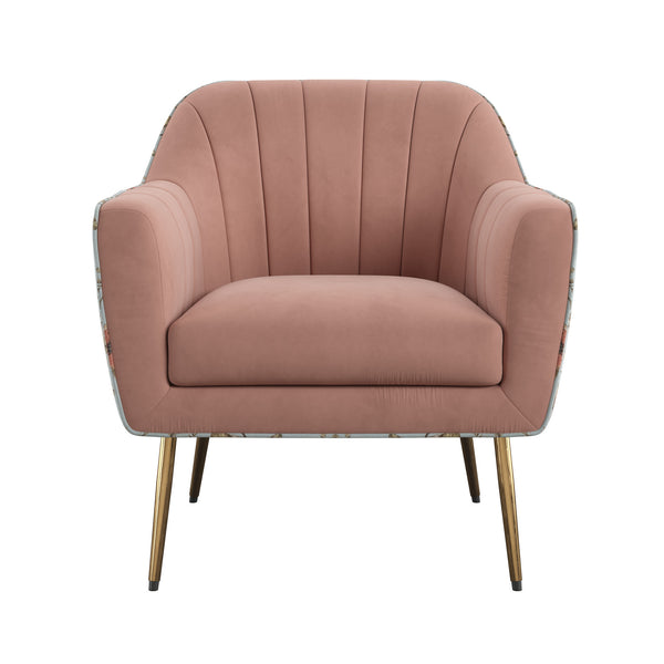 English Elm Wallace & Bay - Rose Pink Accent Chair with Floral Print Upholstery, Solid Wood Frame, Transitional Style Comfort B2709P212471