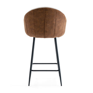 English Elm Christopher Knight Home® - 26.5'' Modern-Style Counter Height Bar Stools with Two-Tone Beige Brown Upholstery and Metal Legs, Cushioned Comfort for Kitchen Island and Home Bar (26.5" Seat) N780P225243B
