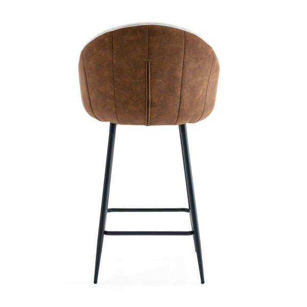 English Elm Christopher Knight Home® - 26.5'' Modern-Style Counter Height Bar Stools with Two-Tone Beige Brown Upholstery and Metal Legs, Cushioned Comfort for Kitchen Island and Home Bar (26.5" Seat) N780P225243B