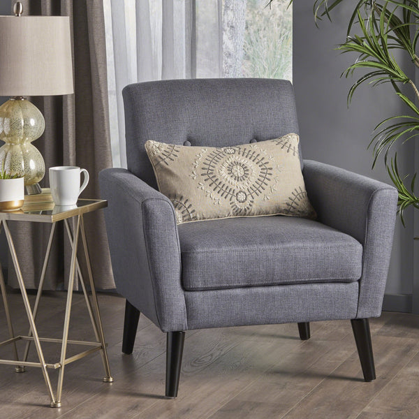 English Elm Christopher Knight Home® - CLUB Vintage-Inspired Fabric Club Chair with Nailhead Trim & Scroll Arms, Birch Legs, Contemporary Comfort DARK GREY 31.5 L x 27.75 W x 18.5 H 60848.00DGY