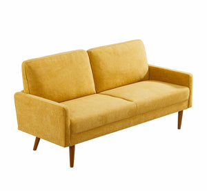 English Elm Velvet Kent 3-Seater Sofa with Plush Upholstery, European Modern-Vintage Design and Durable Build Mustard yellow B2735P291968