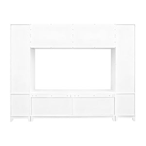 English Elm Vibe Haus Fluted Glass Wall Unit Tall Mdf Entertainment Console for Living Room N893S000011K