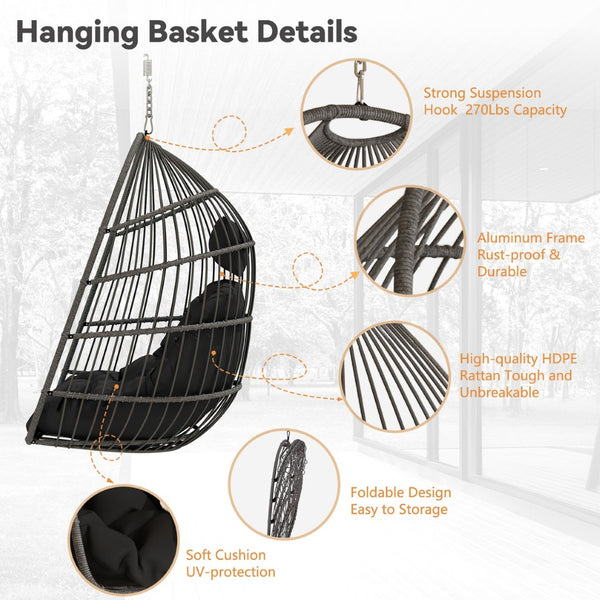 English Elm Outdoor Egg Swing Chair With Removable Cushions - Stylish, Weather-Resistant, And Easy Storage! W2500P364233-GIGA