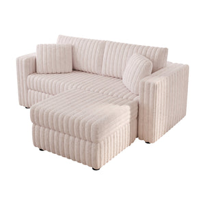 English Elm 75.6"Soft Modular 2-Person Sofa with Hidden-Zipper Washable Cushions & Hydraulic Storage Lift System Light Pink W1767S00017