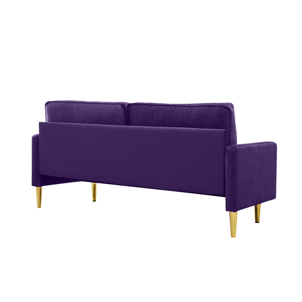 English Elm 65-inch minimalist velvet loveseat with gold metal legs, thick cushions, solid pine frame, 800lb capacity Purple W2795P247577