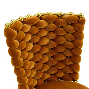 English Elm Set of 2 Velvet Dining Chairs with Braided Rope Backrests and Sculptural Metal Legs Gold,Orange W1512P491450