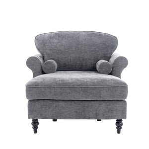 English Elm [new] Chenille Upholstered Chaise Lounge Sleeper Chair with Pocketed Spring Cushions W2363S00086