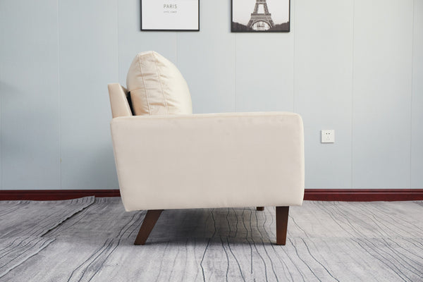 English Elm LOVESEAT,GREY Plush Microfiber Two-Seater Sofa with High-Density Foam, Solid Wood Frame, Durable Comfort Beige B205P249008