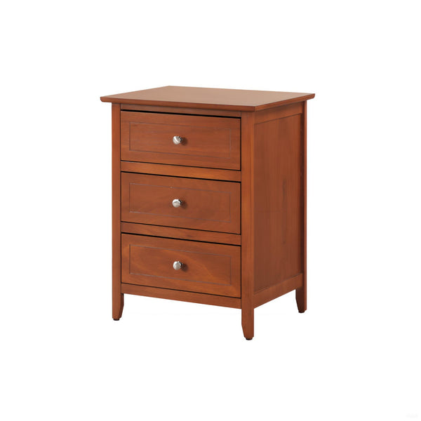 English Elm Timeless Oak Nightstand with 3 Drawers, 25"H x19"W x15"D Storage, Warm Oak Finish, Quick Assembly B078112151