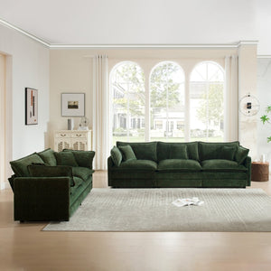 English Elm 2-piece Modular Green Chenille Sofa Set with Deep Cushioned Seating for Living Room W714S00463