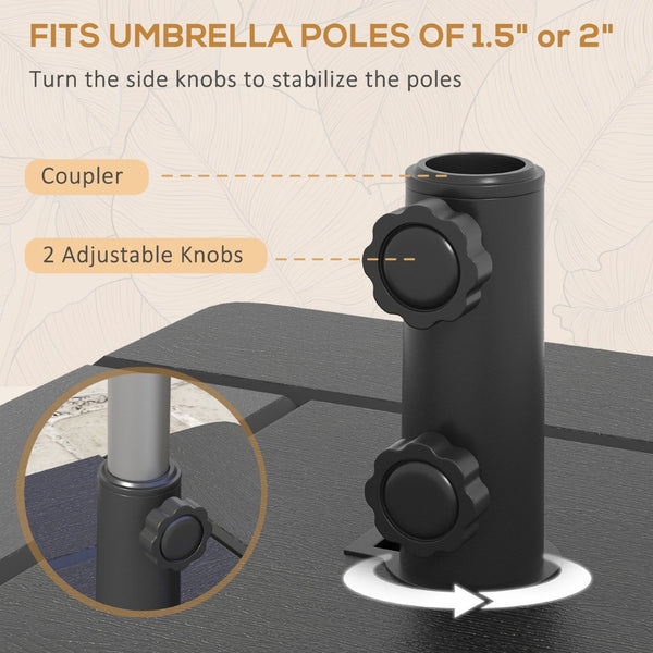 English Elm Outsunny 3-In-1 Versatile Outdoor Umbrella Base, End Table & Planter With Drain Hole & Wheels, Black W2225P174238-GIGA