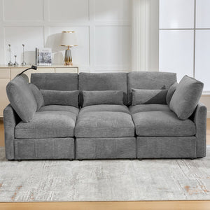 English Elm Modern Modular Sectional Sofa With Usb Ports & Movable Ottoman - L-Shaped, U-Shaped, Sofa Bed Comfort N719S002050E