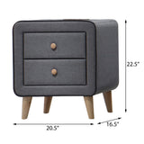 English Elm Light Grey 2-Drawer Nightstand