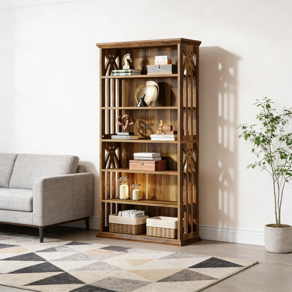 English Elm Display Cabinet Wall Mounted 5 Tier Glass Door Shelving for Collectibles Matte Black T3971P446981
