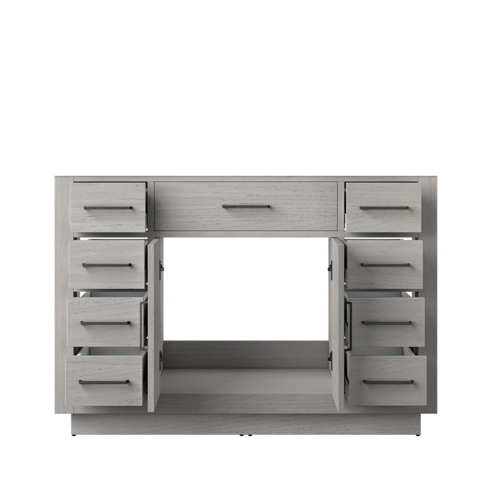 English Elm White Oak Single-Sink Vanity - 48" Midcentury Design With Soft-Close Storage For Small Bathrooms B2731P257716-GIGA