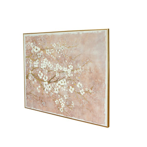 English Elm 59.1x47.2" Hand-Painted Cherry Blossom Canvas Art, Blush Pink & Gold Accents for Elegant Living Spaces W2078P318072