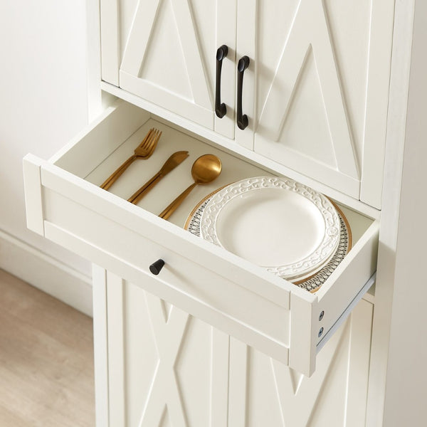 English Elm Tv Cabinet Set - Modern White & Walnut Multifunctional Storage Solution For Living Room, 113.5" L W1162S00018-GIGA