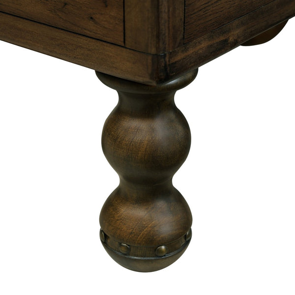 English Elm Solid Wood End Table - Vintage-Inspired Narrow Nightstand With Drawer For Small Spaces, Easy Assembly W1202P176734-GIGA