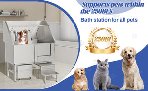 English Elm 50instainless Steel Pet Grooming Tub with Ramps Soap Box and Welded Seamless Basin W3190S00001