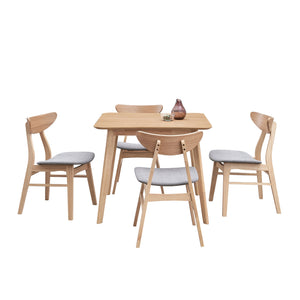 English Elm (1 Table With 4 Chairs)Wooden Dining Table Set, Modern Simple Design Square Kitchen Table and Fabric Upholstered Dining Chairs For Dining Room, Kitchen, Saving Space, Oak