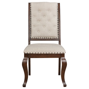 English Elm Traditional Tufted Dining Chair Set of 2 with Nailhead Trim, Upholstered Comfort and Antique Java Finish Brown,Cream 44.3 L x 21.46 W x 16.34 H B011P311399