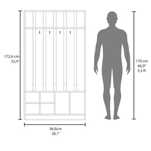 English Elm Hall Tree Murphy Smoke Concrete Gray Entryway Organizer with 4 Shelves, 2 Compartments & Hooks for Coats Bags Shoes Durable Engineered Wood Modern Space-Saving Design B092S00267