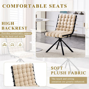 English Elm Set of 2 Dutch Velvet Bubble Backrest Dining Chairs with Sculptural Tufted Design Beige,Black W3875P370840