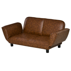 English Elm PawHut Foldable Pet Sofa Couch with PU Leather, Elevated Legs & Thick Sponge Pad for Comfort and Durability Brown W2225P217296