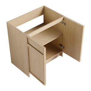 English Elm 30" Modern Freestanding Bathroom Vanity with Thick White Resin Sink, Soft-Close Doors & Adjustable Shelf (Durable) W999P239160