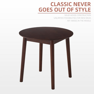 English Elm walnut Solid Rubberwood Round Table for 2-4, 31.5" Diameter — Durable, Rustic, Space-Saving Design W2720P198348