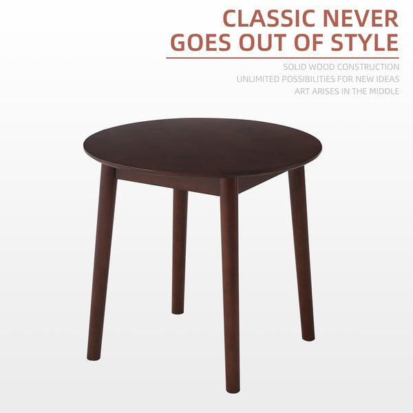 English Elm walnut Solid Rubberwood Round Table for 2-4, 31.5" Diameter — Durable, Rustic, Space-Saving Design W2720P198348