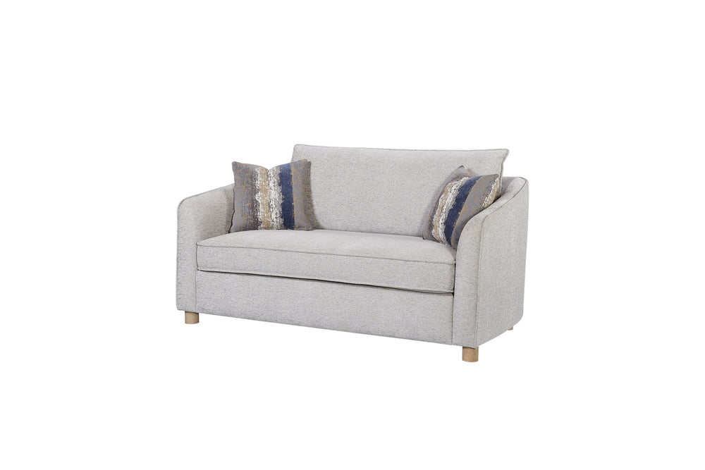 English Elm Loveseat Sand Upholstered with 3 Down Pillows, Sinuous Springs, High-Density Foam & Reversible Cushions B2699P298414