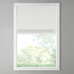 JLA Home Madison Park - Basketweave Cordless Room Darkening Roman Shade with Thermal Insulation, OEKO‑TEX Certified Privacy White MP40-7227