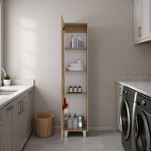 English Elm Vintro Tall Single Door Storage Cabinet with Metal Legs and Four Interior Shelves Natural Wood B070P487578