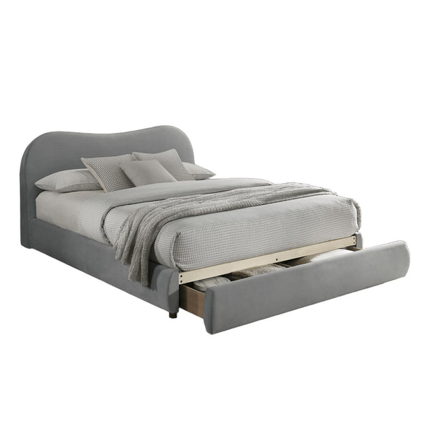 English Elm Light Twin Daybed with Molded Panels and Turned Finials, Solid Wood Transitional Design, Mattress Ready Light Gray 40 L x 21 W x 15 H B2741S00719