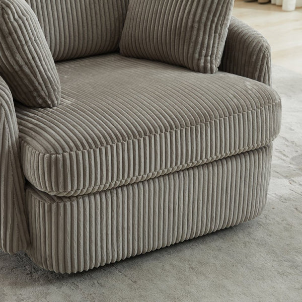 English Elm 40.55"w Oversized Swivel Lounge Chair Corduroy Upholstered Club Seat for Living Room Gray W1298P202214
