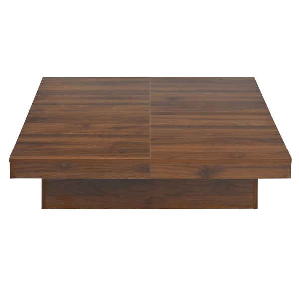 English Elm Square Marble Veneer Coffee Table with Sliding Top Hidden Storage Pedestal Base N735P388120D