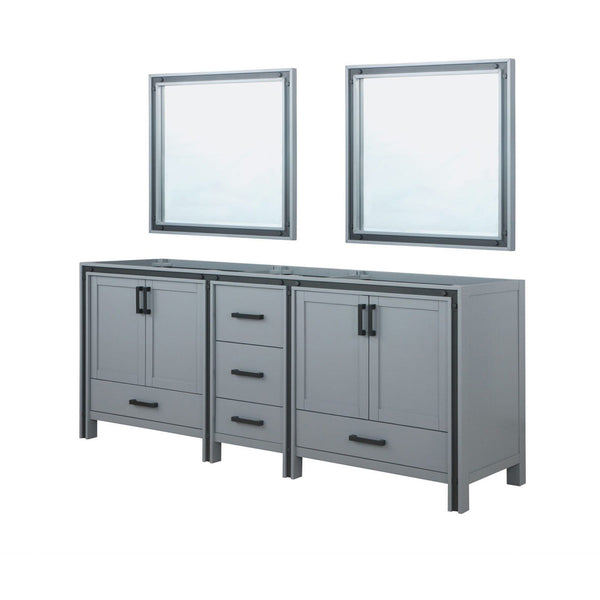 English Elm Dark Grey Double Bath Vanity 84" W With 2 Mirrors - Sturdy Wood, Ample Storage, Fully Assembled Design B2731S00590