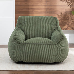 English Elm Giant Corduroy Bean Bag Sofa with Armrests Foam Filled Cozy Adult Lounge Chair Green W2200P442802