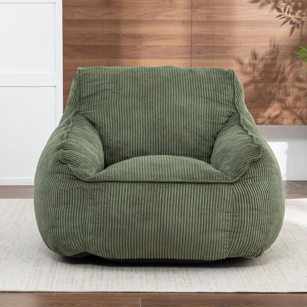 English Elm Giant Corduroy Bean Bag Sofa with Armrests Foam Filled Cozy Adult Lounge Chair Green W2200P442802