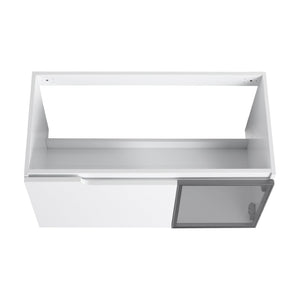 English Elm 36" Floating Bathroom Vanity Glossy White Frosted Glass Soft Close Plywood Cabinet W999P387170