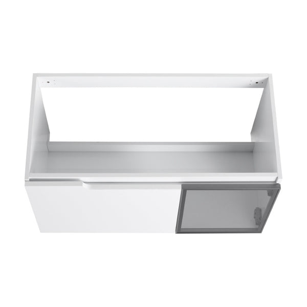 English Elm 36" Floating Bathroom Vanity Glossy White Frosted Glass Soft Close Plywood Cabinet W999P387170