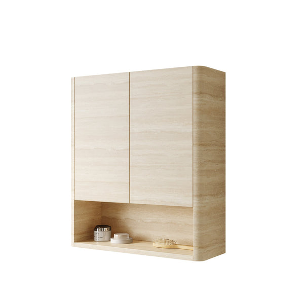 English Elm ZUNO 26" Wall Cabinet Over Toilet Roma Travertine Finish — Soft-Close Doors, Moisture-Resistant Plywood Storage W2615P379640