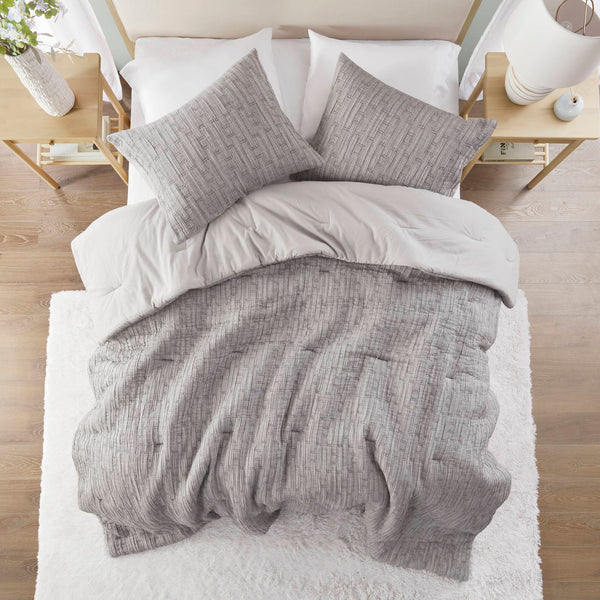 English Elm 3 Modern King/Cal King 3-Piece Bedding Set Charcoal Sateen Weave Comforter & Shams All-Season Cotton Blend B035P309787