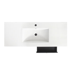 English Elm 48" Matte Black Bathroom Vanity with Ceramic Sink Soft Close Doors and Drawers W3133S00011